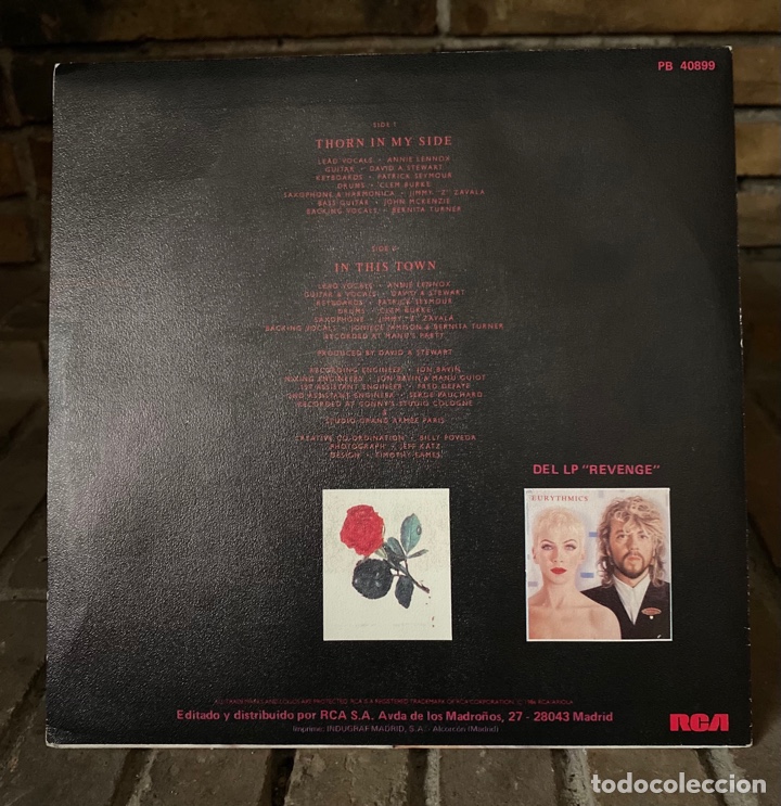 Discos de vinilo: Eurythmics Thorn in my side single 1986 - Foto 2