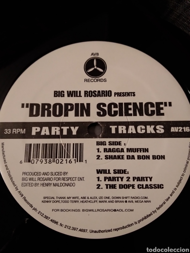 Discos de vinilo: Vinilo MAXISINGLE - BIG WILL ROSARIO PRESENTS &rdquo;DROPIN SCIENCE&rdquo; - Foto 1
