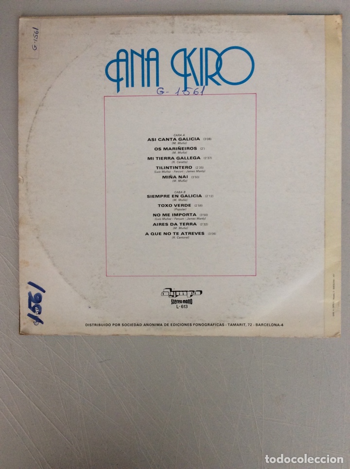 Discos de vinilo: Ana Kiro. Canta a Galicia. - Foto 2