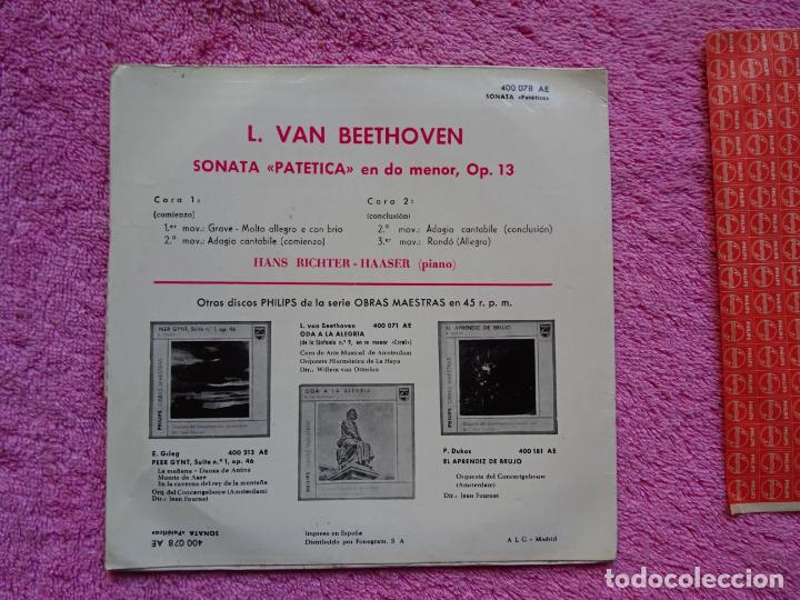 Discos de vinilo: obras maestras beethoven sonata patética en do menor op. 13 1962 philips 400078 AE - Foto 3 - 303399728