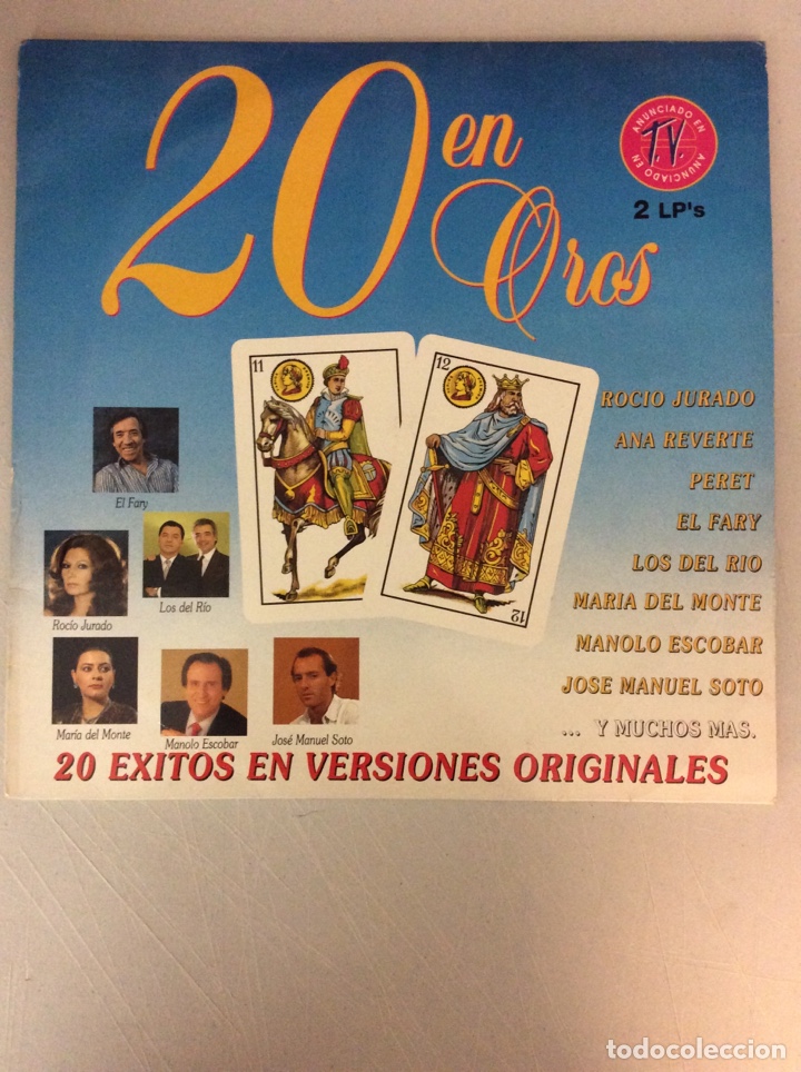 Discos de vinilo: 20 en Oros. 20 &eacute;xitos en versiones originales. Doble LP. Dos discos. - Foto 1