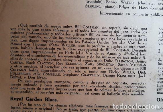 Discos de vinilo: BILL COLEMAN AND HIS SWING STARS - 10” - 33 1/3 RPM - REGISTRO ACTUACIÓN 1953 - Foto 3 - 303536253
