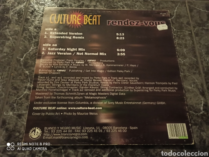Discos de vinilo: Culture Beat - Rendez-vous (12&rdquo;) - Foto 2