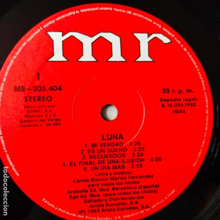 Discos de vinilo: LUNA - LP 1983- VINILO COMO NUEVO. - Foto 3 - 303684118
