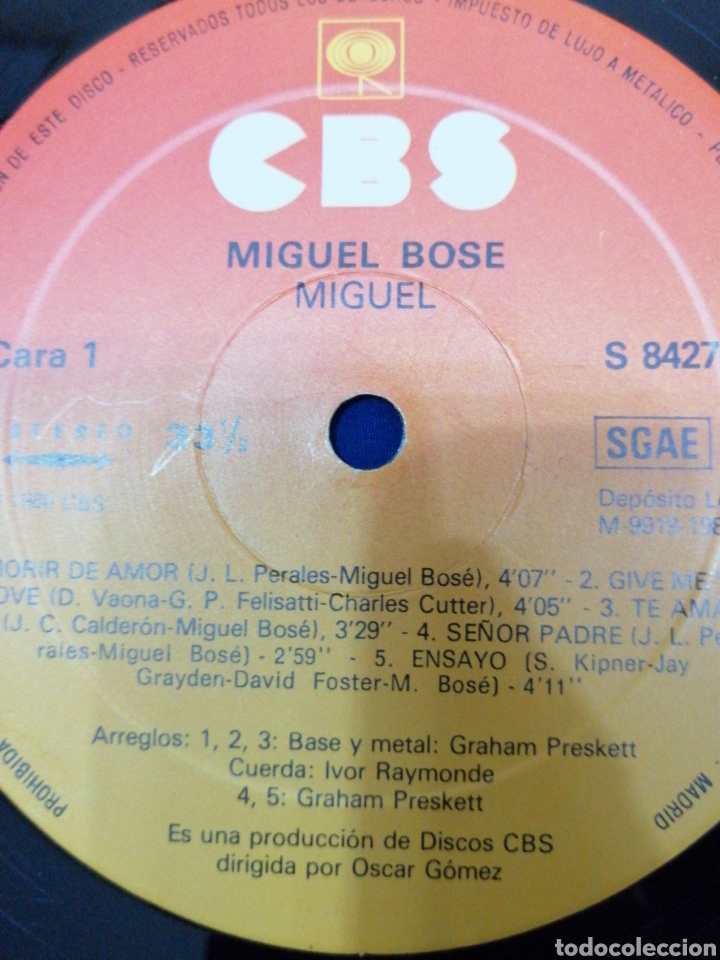 Discos de vinilo: MIGUEL BOSE- MIGUEL. - Foto 8
