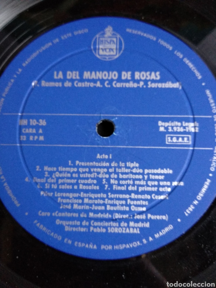 Discos de vinilo: *LA DEL MANOJO DE ROSAS, PABLO SOLOZABAL, HISPAVOX, 1962 A3 - Foto 4