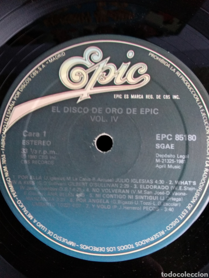 Discos de vinilo: *EL DISCO DE ORO, EPIC, 1980 A3 - Foto 3
