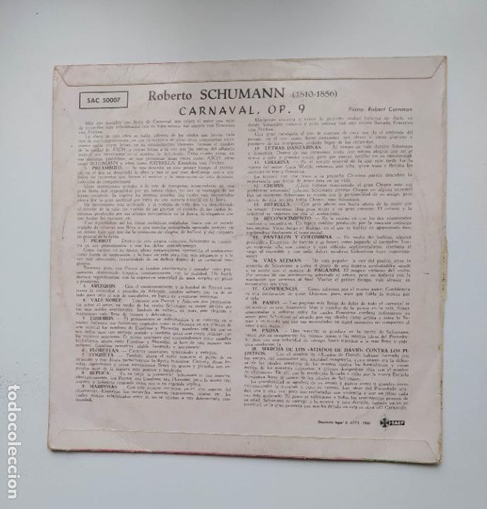 Discos de vinilo: ROBERT SCHUMANN. CARNAVAL. LP. TDKDA81 - Foto 2