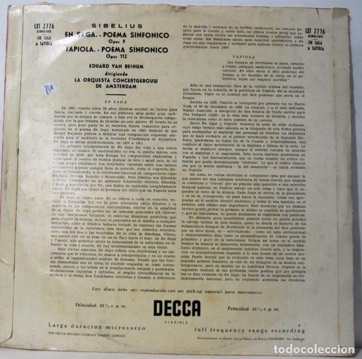 Discos de vinilo: SIBELIUS - EDUARD VAN NEINUM - LP - Foto 2