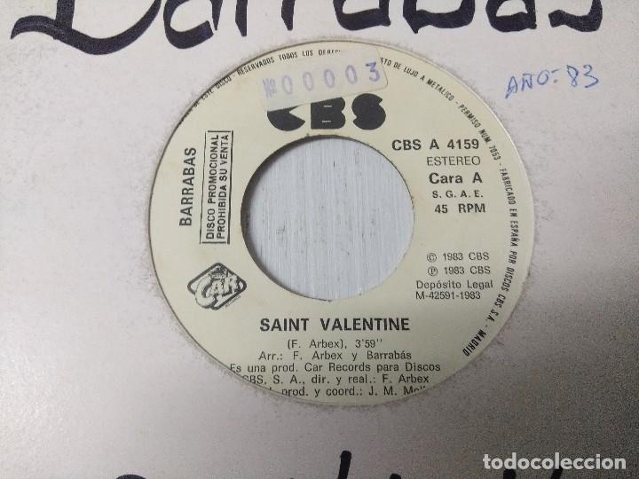 Discos de vinilo: BARRABAS/SAINT VALENTINE/SINGLE PROMOCIONAL. - Foto 2