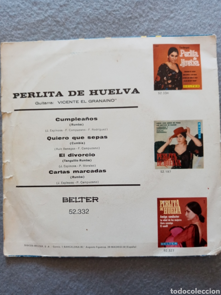 Discos de vinilo: Perlita de Huelva.cumplea&ntilde;os+3..disco vinilo EP - Foto 2