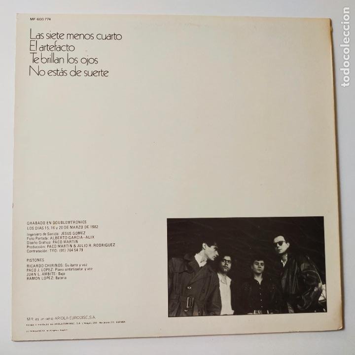 Discos de vinilo: LOS PISTONES- 7 MENOS CUARTO- MAXI SINGLE 1982- VINILO COMO NUEVO. - Foto 2 - 304016363