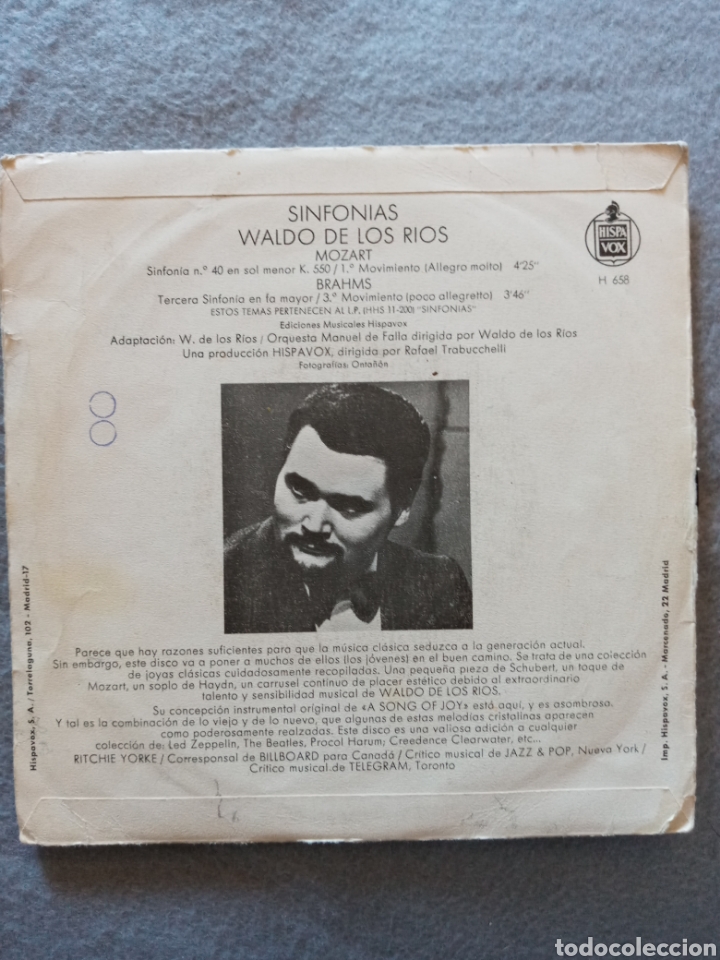 Discos de vinilo: Waldo de los Rios..sinfonias.disco vinilo single - Foto 2