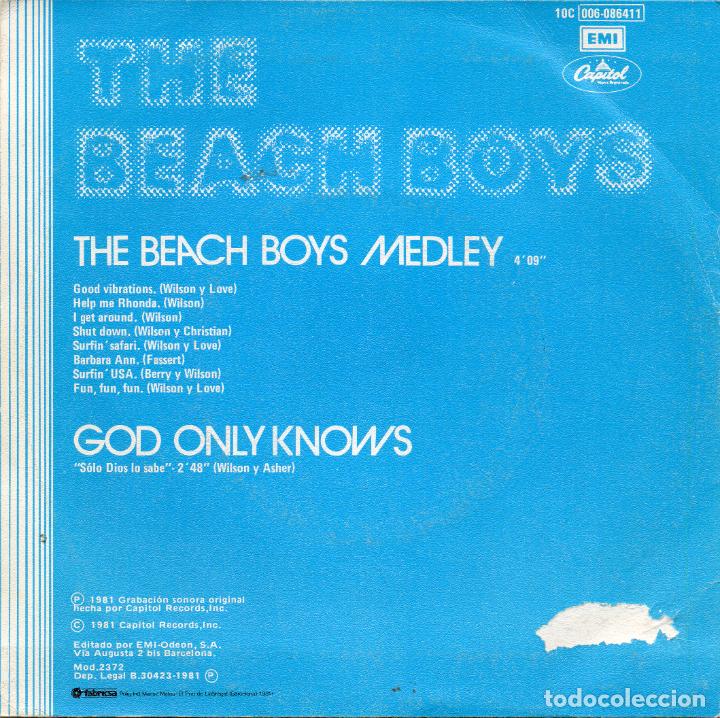 Discos de vinilo: THE BEACH BOYS - MEDLEY - SINGLE - Foto 2