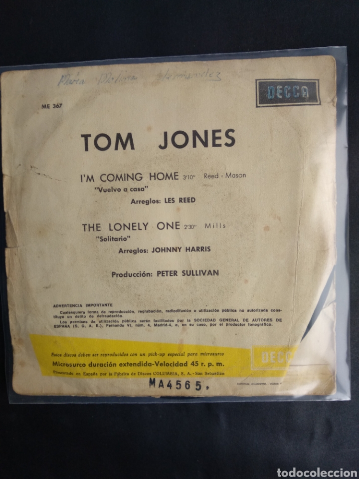 Discos de vinilo: *TOM JONES, IM COMING HOME, 1967 - Foto 2