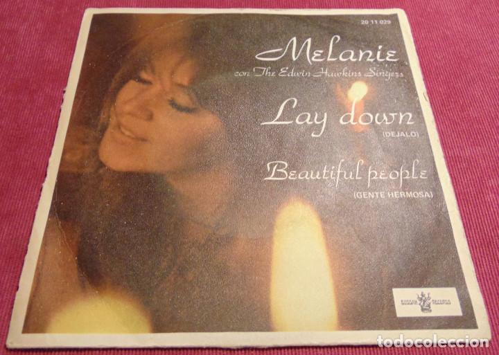 Discos de vinilo: MELANIE - LAY DOWN / BEAUTIFUL PEOPLE - SINGLE 1970 - Foto 1