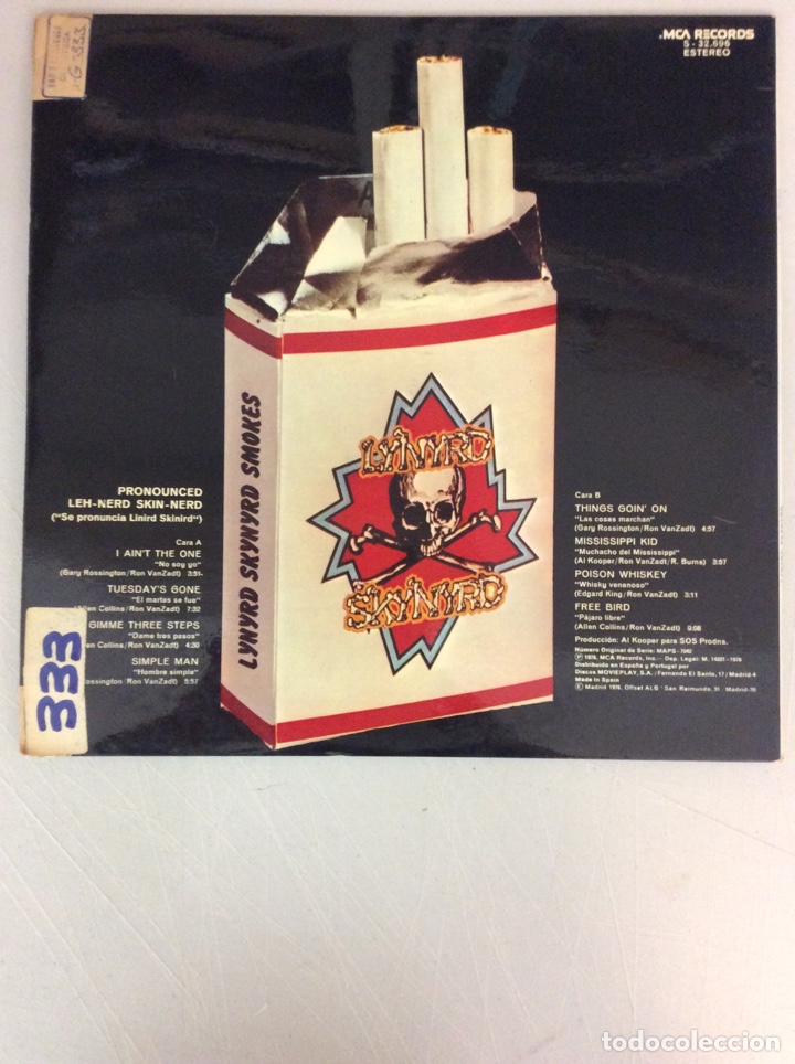 Discos de vinilo: Lynyrd Skynyrd. A&ntilde;o 1975. Smokes. - Foto 2