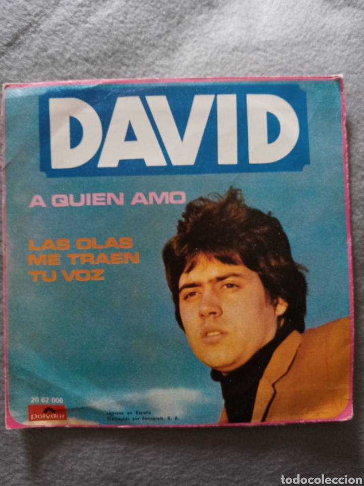 Discos de vinilo: David-A quien amo ..disco vinilo single - Foto 2