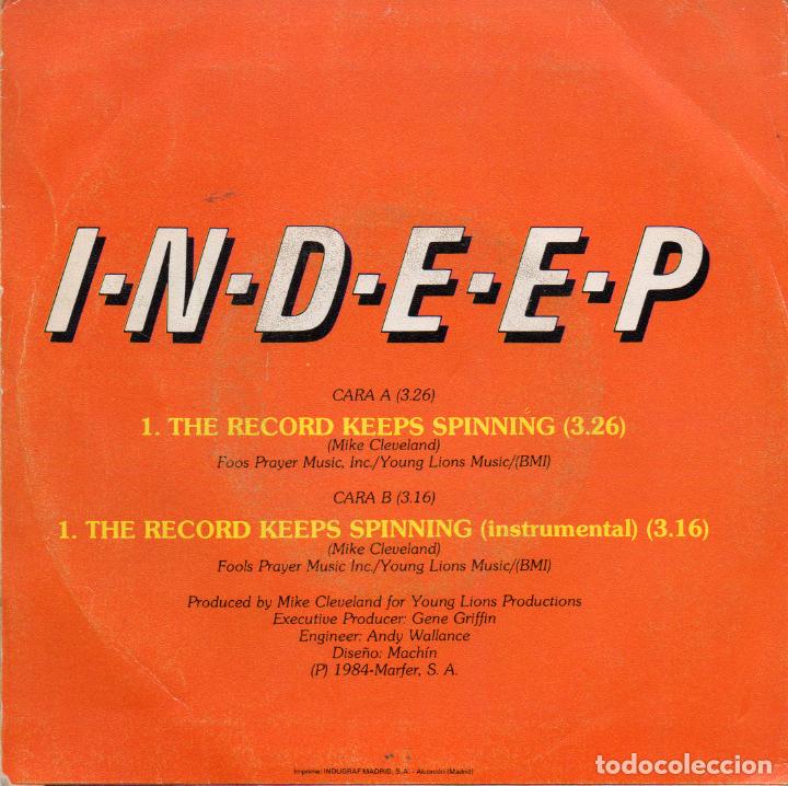 Discos de vinilo: INDEEP - EL DISCO SIGUE GIRANDO - SINGLE - Foto 2