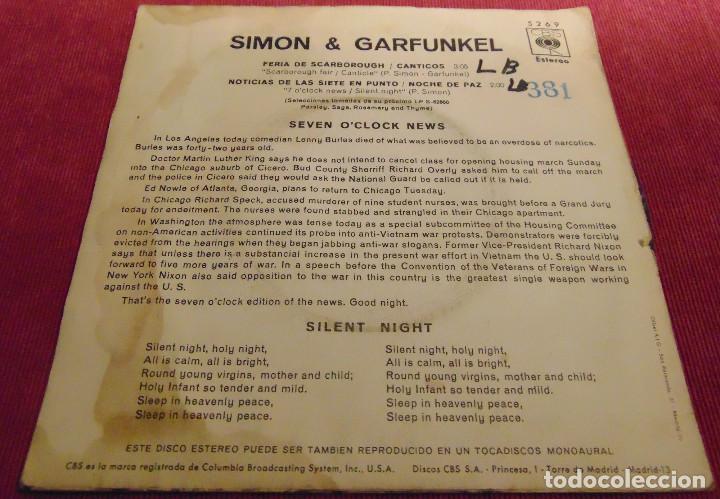 Discos de vinilo: SIMON Y GARFUNKEL - NOCHE DE PAZ - SINGLE 1970 - Foto 2