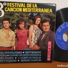 Discos de vinilo: EP - 8º FESTIVAL CANCIÓN MEDITERRÁNEA - SEPTIEMBRE + 3 - BELTER (1966). Lote 304938898