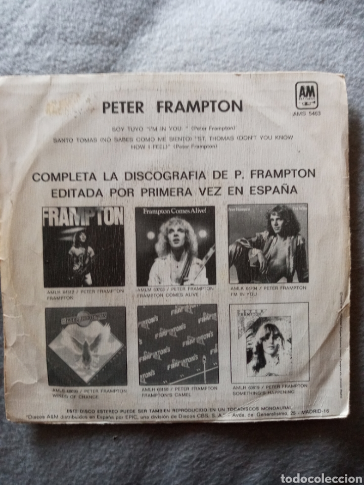 Discos de vinilo: Peter Frampton- Soy tuyo ..disco vinilo single - Foto 2