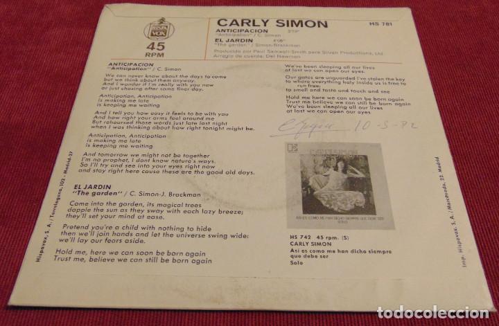 Discos de vinilo: Carly Simon &ndash; Anticipation - SINGLE 1972 - Foto 2