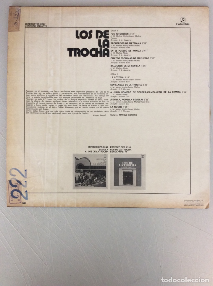 Discos de vinilo: Los de la Trocha. Fue tu querer. - Foto 2