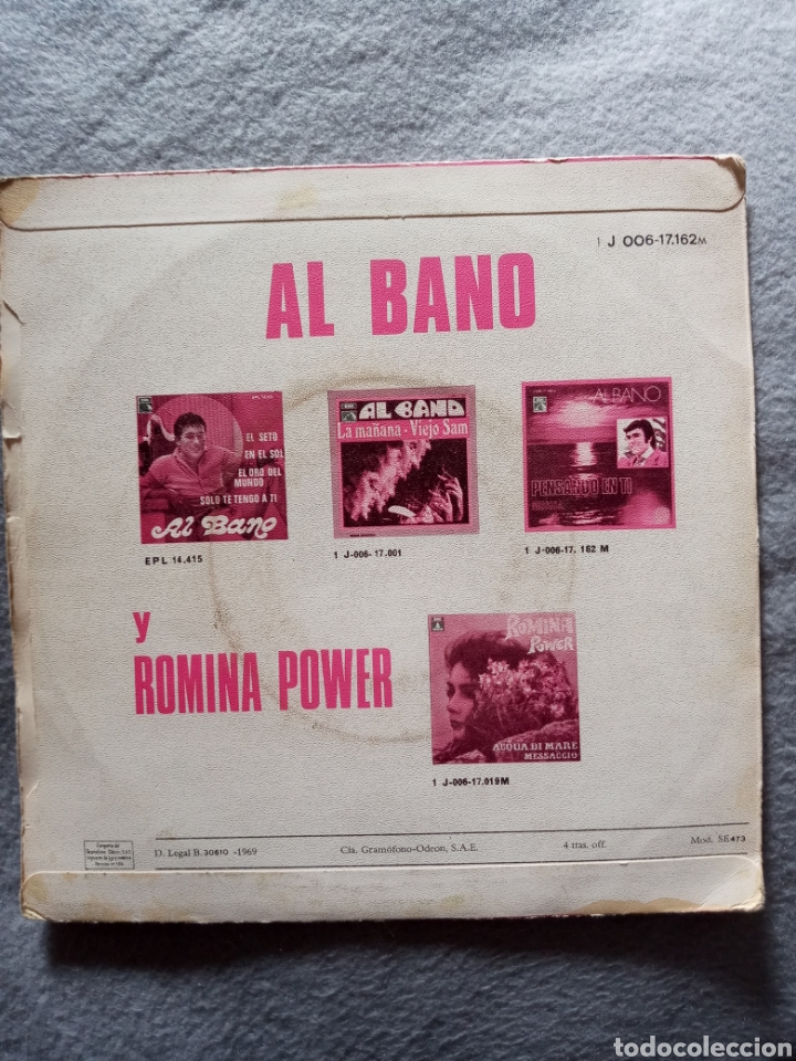 Discos de vinilo: Al Bano-pensando en ti ..disco vinilo single - Foto 2