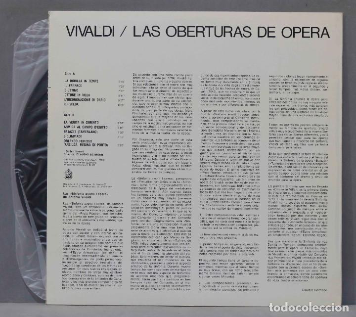 Discos de vinilo: LP. SCIMONE. VIVALDI. LAS OBERTURAS DE OPERA - Foto 2