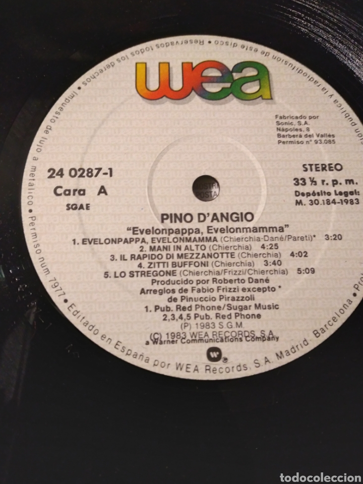 Discos de vinilo: Vinilo - PINO DANGIO &rdquo;EVELONPAPPA EVELONMAMMA&rdquo; ES.83 - Foto 4