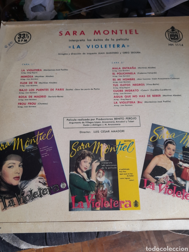 Discos de vinilo: Vinilo de Sara Montiel, La violetera - Foto 2