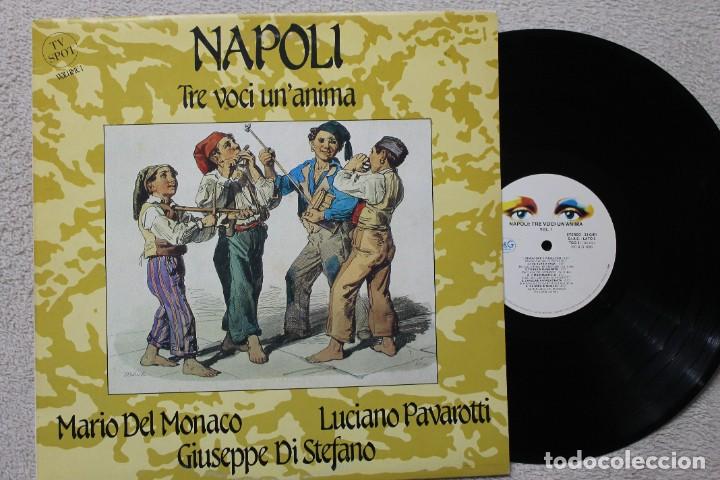 Discos de vinil: NAPOLI TRE VOCI UN'ANIMA VOL.1 MARIO DEL MONACO PAVAROTTI STEFANO LP VINYL MADE IN ITALY 1985