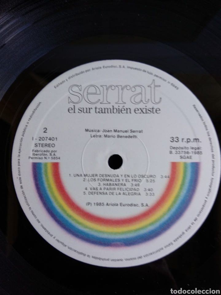 Discos de vinilo: *SERRAT, EL SUR TAMBIEN EXISTE, ARIOLA, 1985 - Foto 2
