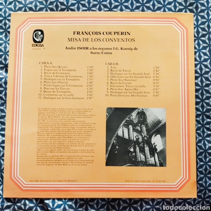 Discos de vinilo: Couperin. MISA DE LOS CONVENTOS. Andr&eacute; Isoir. EDIGSA. (1Lp) - Foto 2