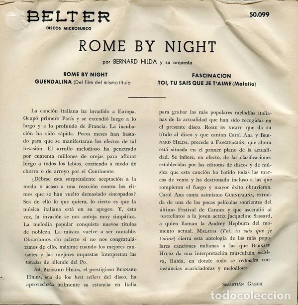 Discos de vinilo: Rome By Night - Bernard Hilda Y Su Orquesta - Foto 2