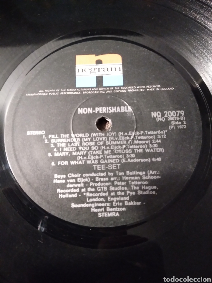 Discos de vinilo: Vinilo - TEE-SET &rdquo;NON PERISHABLE&rdquo; HOLL.72 - Foto 2