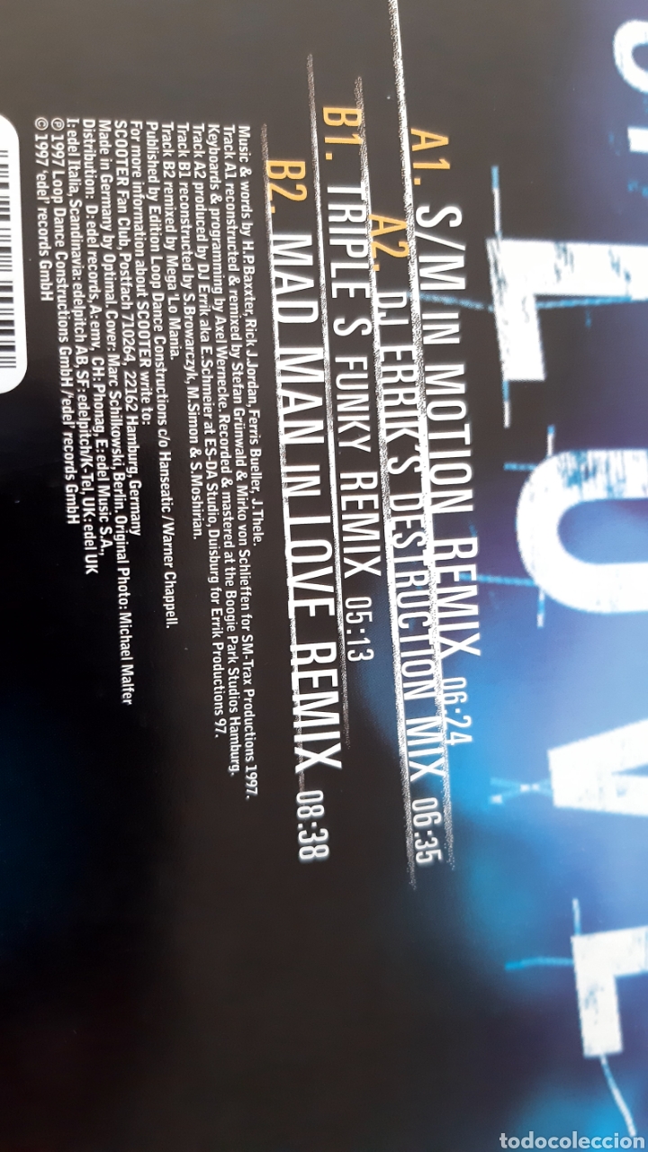 Discos de vinilo: DISCO DE VINILO 12&rdquo; SCOOTER:REMIXES - Foto 2