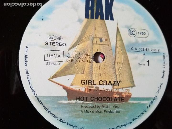 Discos de vinilo: HOT CHOCOLATE GRIL CRAZY, 1982 - Foto 3