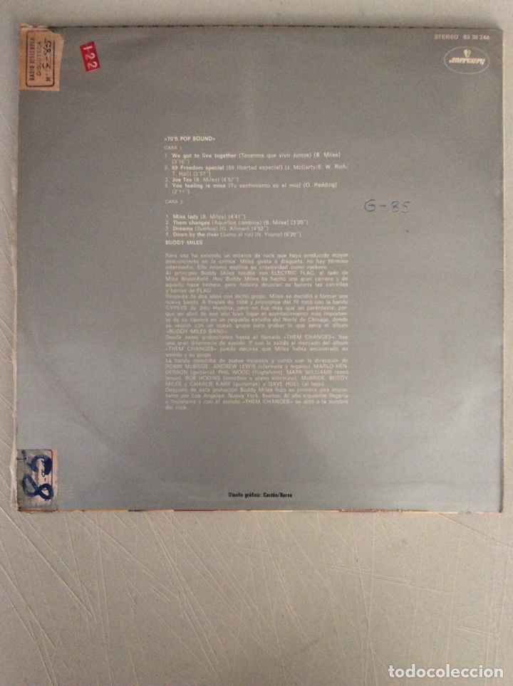 Discos de vinilo: 70&rsquo;s pop sound. Buddy Miles. - Foto 2