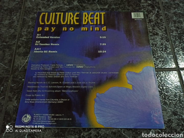 Discos de vinilo: Culture Beat - Pay No Mind (12&rdquo;) - Foto 2