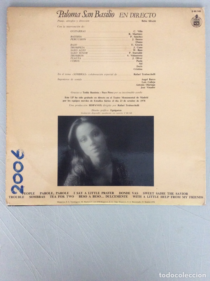 Discos de vinilo: Paloma San Basilio. En directo. - Foto 2