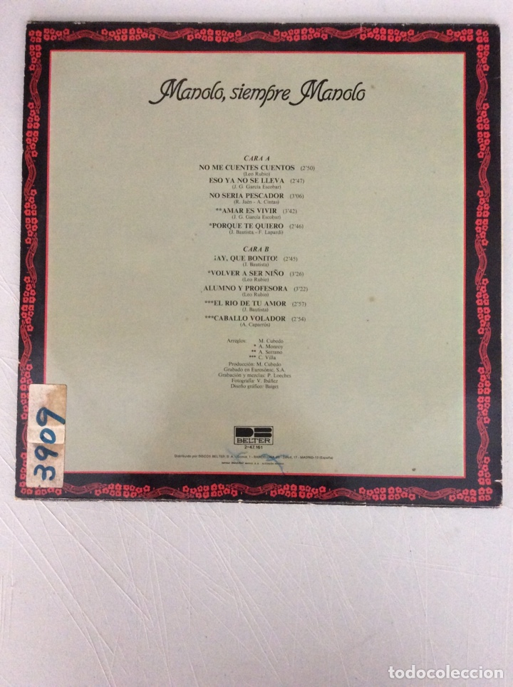 Discos de vinilo: Manolo Escobar. Siempre Manolo. - Foto 2