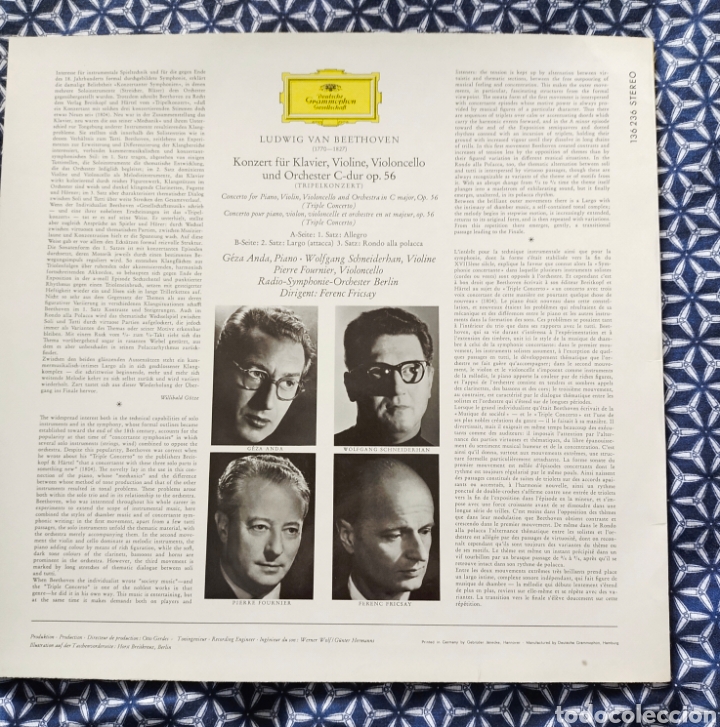 Discos de vinilo: Beethoven. TRIPLE CONCIERTO. Fricsay. DG (1Lp) - Foto 2