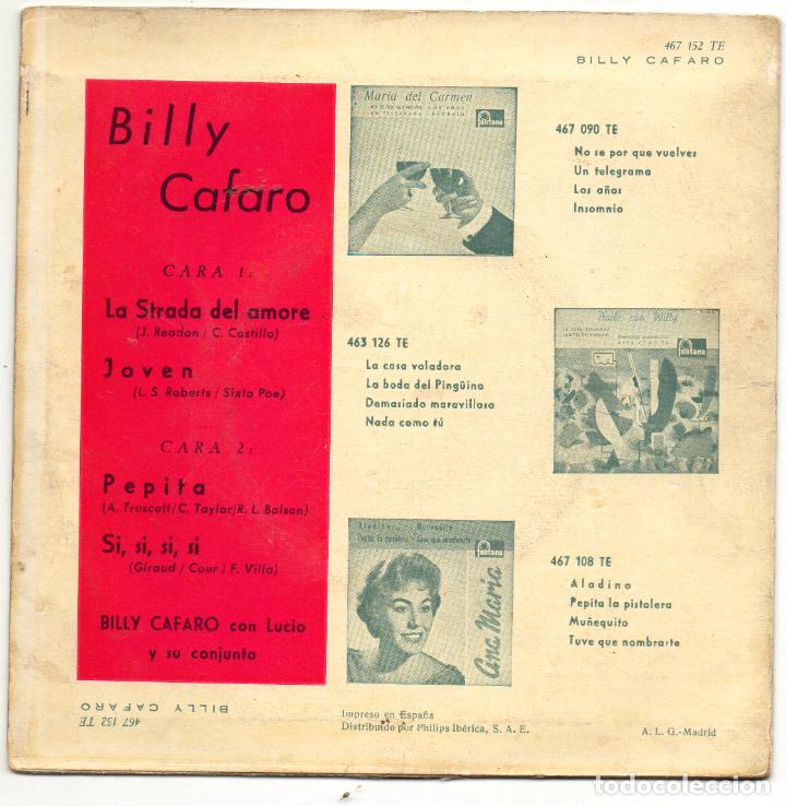 Discos de vinilo: BILLY CAFARO - PEPITA + 3 EP.S - 1960 - Foto 2