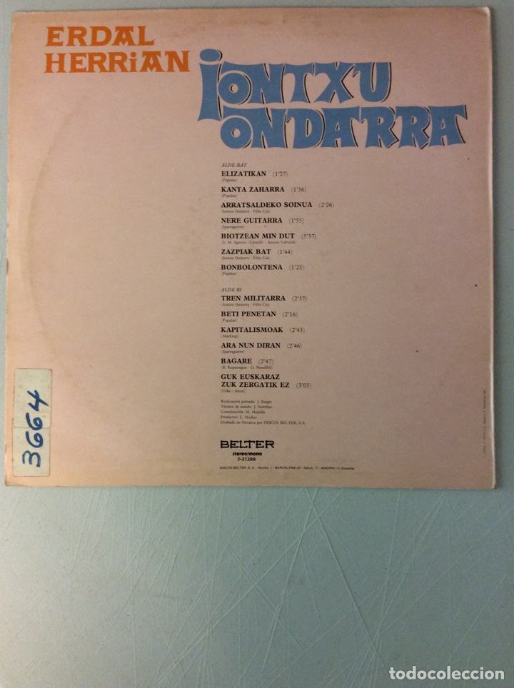 Discos de vinilo: Erdal Herrian. iontxu ondarra - Foto 2
