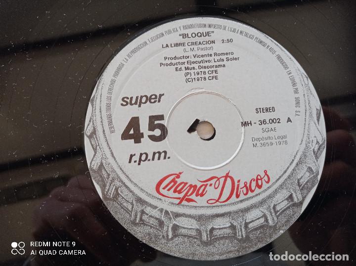 Discos de vinilo: BLOQUE - La Libre Creacion - MAXI SINGLE CHAPA DISCOS 1978 - Foto 3