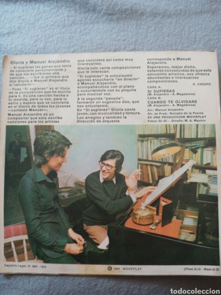 Discos de vinilo: Gloria-si supieras..disco vinilo single - Foto 2