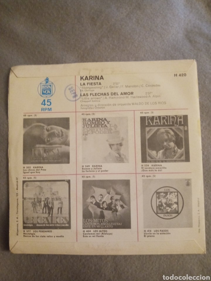 Discos de vinilo: Karina-la fiesta..disco vinilo single - Foto 2