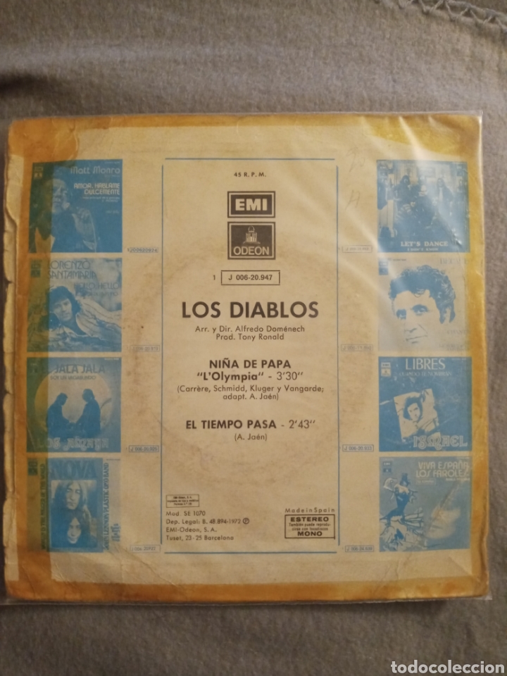 Discos de vinilo: Los Diablos-ni&ntilde;a de papa..disco vinilo single - Foto 2